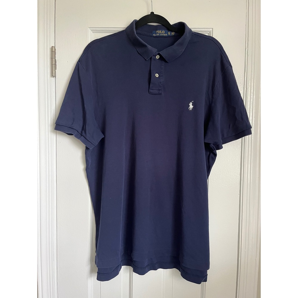 Polo Ralph Lauren Mens XL Navy Blue Short Sleeve Cotton Jersey Polo Shirt